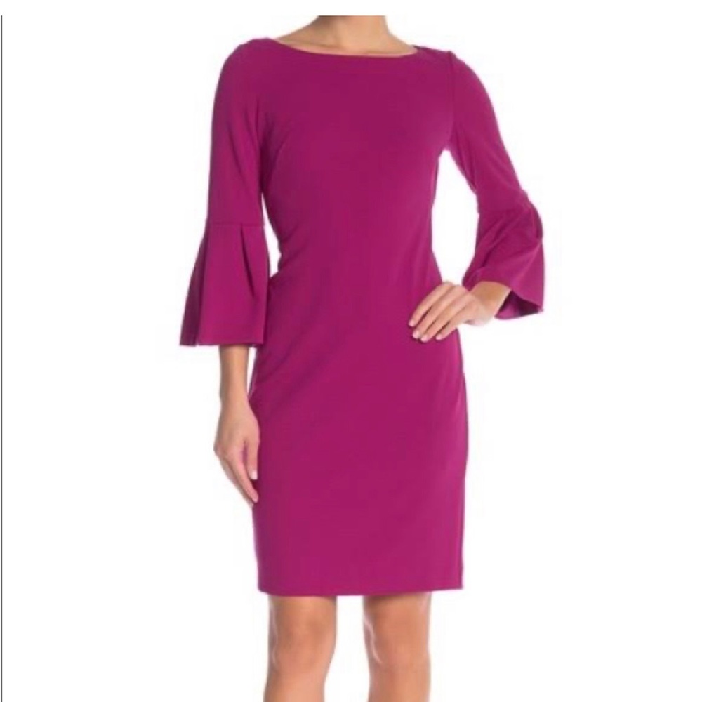Eliza J purple boatneck flutter sleeve dress